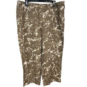 J Jill Love Linen Tan Brown High Waisted Wide Leg Cropped pockets Casual pants